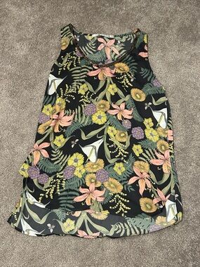 Collective Concepts Black Floral Sleeveless Top with Pastel Blooms